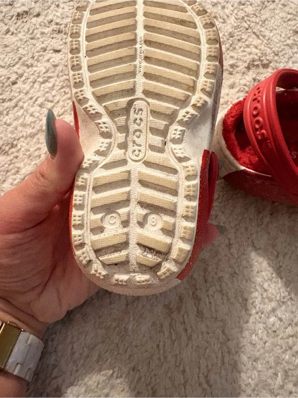 CROCS Kids Red & White Pinwheel Clogs